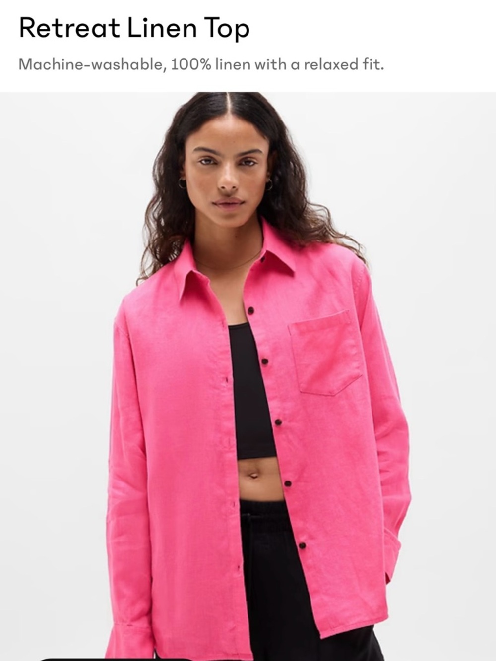 Athleta Pink Linen Button-Up Shirt